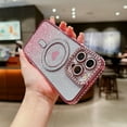 thumbnail image 1 of iPhone 15 Case Glitter Bling for Girls Women, Gradient Color Cute Heart Sparkle Magnetic Cover Compatible with Magsafe Fashionable Slim Fit Clear Phone Case for iPhone 15, Pink, 1 of 1