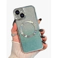 thumbnail image 1 of for iPhone 15 Case Glitter Magnetic Compatible with MagSafe Full Camera Lens Protection Luxury Plating Cute Bling Clear Shockproof Slim Phone Case for Women Girls, Silver, 1 of 13