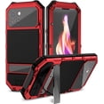 thumbnail image 1 of for iPhone 15 Case Heavy Duty Protection with Built in Lens Screen Protector Rugged Stand 360 Full Body Military Grade Metal Bumper Phone Cases Men  2023 6.1 inch Red, 1 of 13