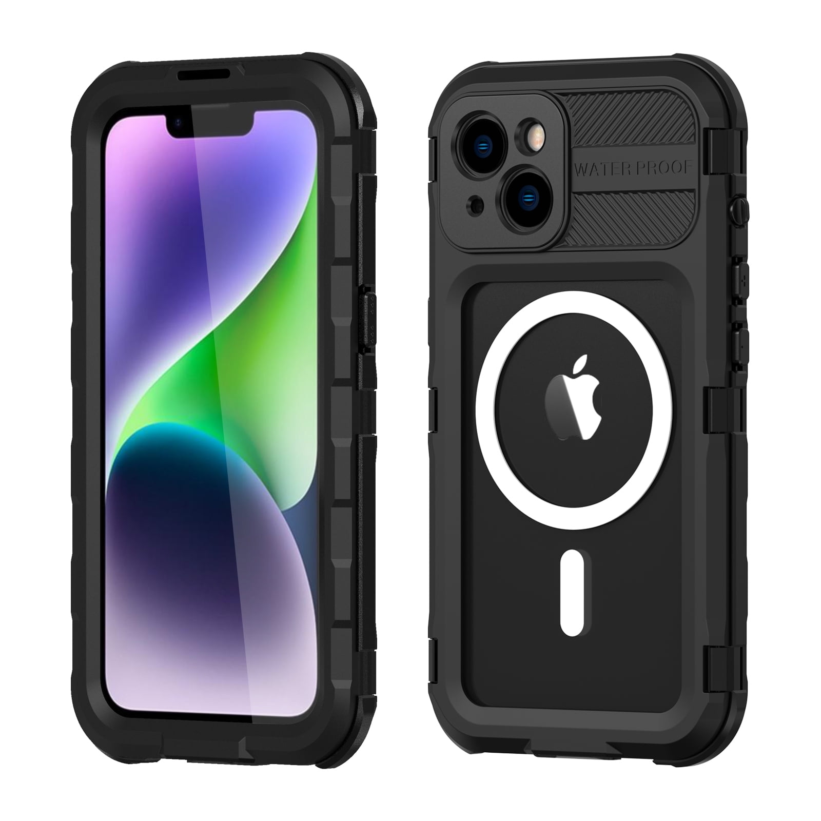for iPhone 15 Case, IP68 Waterproof Dustproof Shockproof Cases with Built-in Screen Protector, Full Body Sealed Protective Front and Back Cover for iPhone 15, 6.1 inch, Black