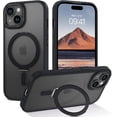 thumbnail image 1 of for iPhone 15 Case with Invisible Magnetic Kickstand [Compatible with MagSafe] Clear Hard Back Cover Soft TPU Hybrid Protective Ring Stand Phone Case for iPhone 15, Black, 1 of 8