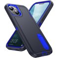 thumbnail image 1 of for iPhone 15 Case with Kickstand, [10FT Military Drop Protection] Rugged Heavy Duty Hard PC+Soft Silicone Rubber Bumper Hybrid Triple-Layer Case for iPhone 15, Darkblue+Royalblue, 1 of 8