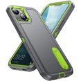 thumbnail image 1 of for iPhone 15 Case Kickstand Durable 3-Layer Military Grade Protective Cover Hybrid Silicone Heavy Duty Rugged Shockproof Screen Lip Raised Protection for iPhone 15 Case,
Gray+Green, 1 of 8