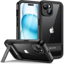 for iPhone 15 Case with Kickstand, IP68 Waterproof Dustproof Built-in Screen Protector, Full Body Shockproof Protective Front and Back Cover for iPhone 15, 6.1 Inch (Black)