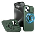 thumbnail image 1 of for iPhone 15 Case with Kickstand Sliding Camera Cover, Military Grade Shockproof Portective Compatible with MagSafe Wireless Charger Slim Case Cover for iPhone 15, Darkgreen, 1 of 6