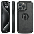 thumbnail image 1 of For iPhone 15 Case Leather, 2 in 1 Detachable,Compatible with MagSafe,with Card Holder, PU Leather Kickstand Logo View Design Card Slots Case 6.1" for Women Men,Black, 1 of 15