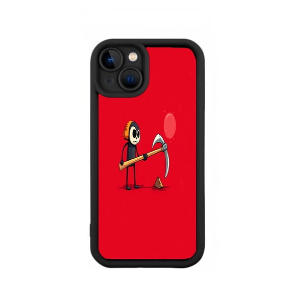iPhone 15 Case - Lightweight Yellowing Resistant Design Featuring Cartoon Character with Scythe on Red Background