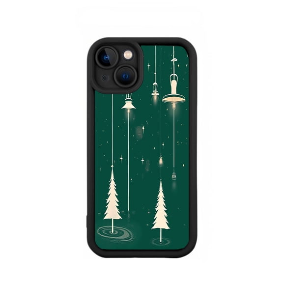 iPhone 15 Case - Lightweight Yellowing Resistant with Whimsical Starry Night Design Pine Trees & Hanging Lamps - Dreamlike Aesthetic for Ultimate Protection