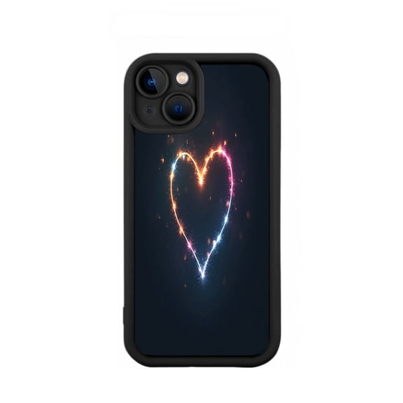 iPhone 15 Case - Lightweight Yellowing Resistant with Colorful Glowing Heart Design and Sparkles