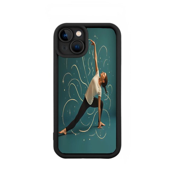 iPhone 15 Case - Lightweight Yellowing Resistant with Elegant Dark Teal Background & Abstract Golden Lines Design