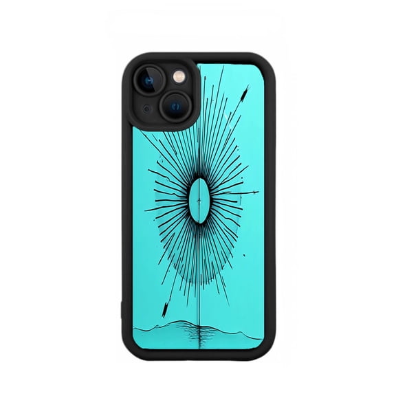 iPhone 15 Case - Lightweight Yellowing Resistant with Radiant Oval Design & Mountain Reflection