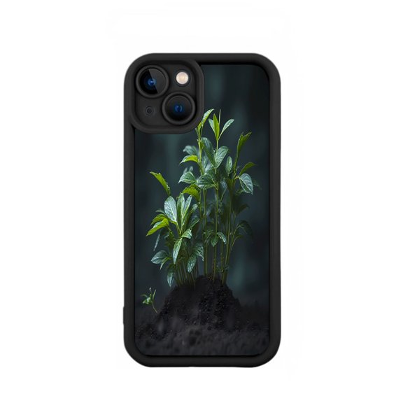iPhone 15 Case - Lightweight Yellowing Resistant with Thriving Plant Design on Dark Soil - Stylish Protection for Your Device
