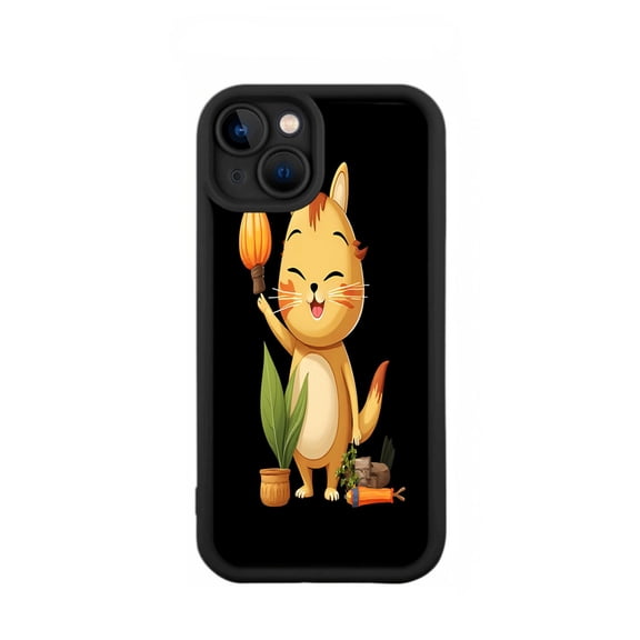 iPhone 15 Case - Lightweight Yellowing Resistant with Unique Cartoon Cat Design Cheerful Lantern & Nature Elements Perfect Fit for iPhone 15