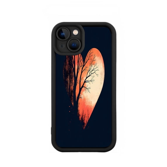 iPhone 15 Case - Lightweight Yellowing Resistant with Unique Heart & Tree Design - Emotional Depth & in Warm Hues