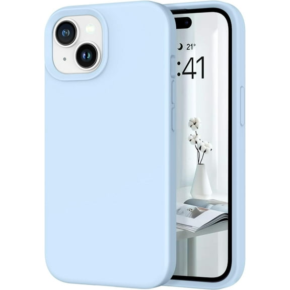 iPhone 15 Case, Liquid Silicone Soft Gel Rubber iPhone 15 Phone Case Slim Fit Cover with Microfiber Lining Shockproof Protective Phone Cases for iPhone 15 6.1 inch, Baby Blue