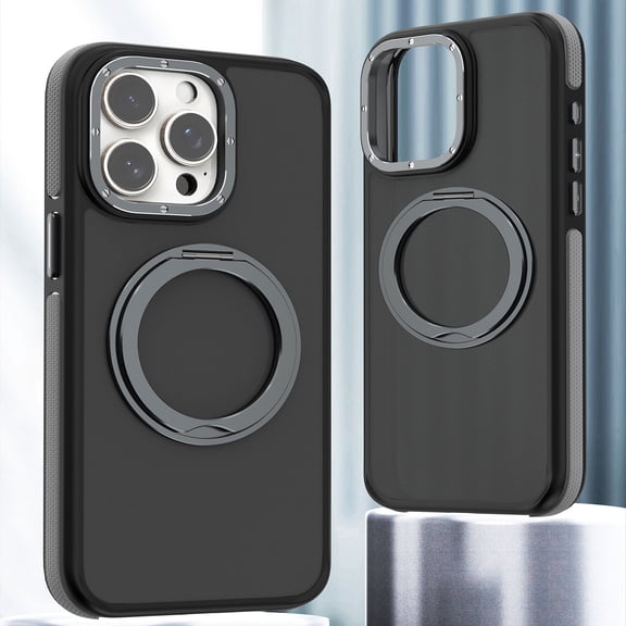 for iPhone 15 Case, Luxury Matte Ultra Slim Strong Magsafe 360 Rotating Ring Kickstand Lightwieght Wireless Charging Anti-drop Phone Case for iPhone 15 Men Women, Gray