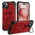 thumbnail image 1 of for iPhone 15 Case Magnetic with Camera Ring Kickstand, Slim Shockproof Military Protecive Wireless Charging Phone Cover Case Compatible with iPhone 15, Red, 1 of 7