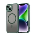 thumbnail image 1 of for iPhone 15 Case Magnetic Phone Case Compatible with MagSafe, Soft TPU Bumper Hard Translucent Matte Back Slim Fit Shockproof Protective Case Cover for Men Women Girls - Green, 1 of 8