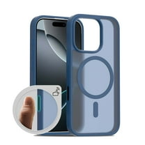 for iPhone 15 Case: Magnetic Translucent Matte Shockproof Slim Compatible with MagSafe - Military Grade Drop Proof Hard Back Anti-Fingerprint Protective Cell Phone Cover,Darkblue