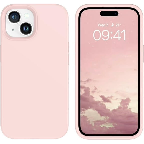 iPhone 15 Case,Phone Case for iPhone 15,Slim Fit Liquid Silicone Soft Gel Rubber Lightweight Microfiber Lining Shockproof Anti-Scratch Protective Phone Cover for iPhone 15 6.1''2023, Pink Sand