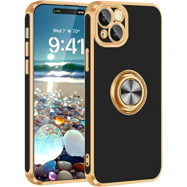 iPhone 15 Case,Phone Case iPhone 15[with 360° Ring Holder Stand][Support Magnetic Car Mount] Kickstand Phone Case for Women Girls Boys Slim Thin Shockproof Phone Cover Case for iPhone 15,Black