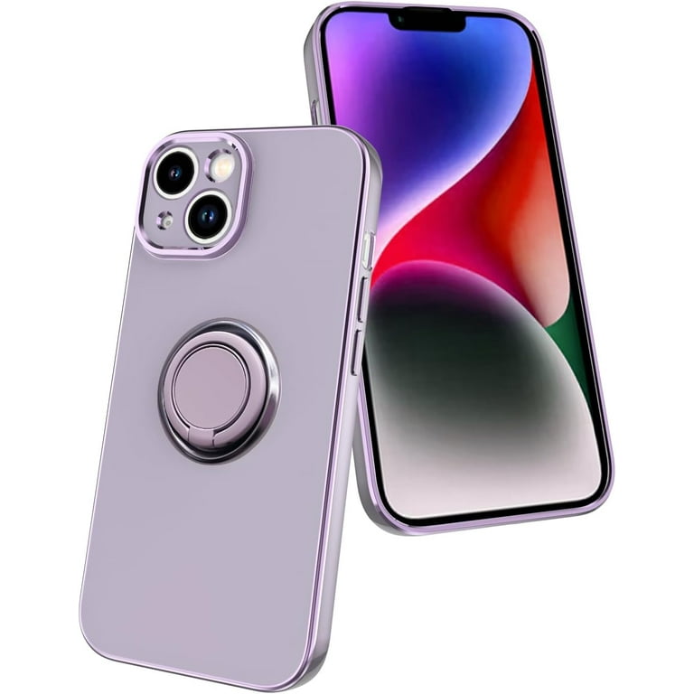 for iPhone 15 Case with Ring Holder Cover Microfiber Inner Lining