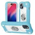 thumbnail image 1 of for iPhone 15 Case with Ring Stand, Heavy Duty Military Grade Rugged Shockproof Silicone Rubber Magnetic Kickstand Holder Case for Women Girls For iPhone 15, Blue+White, 1 of 6