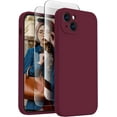 thumbnail image 1 of for iPhone 15 Case, Silicone Upgraded [Camera Protection] Phone Case with [2 Screen Protectors], Soft Anti-Scratch Microfiber Lining Inside, 6.1 inch, Plum, 1 of 11