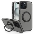 thumbnail image 1 of for iPhone 15 Case, Slim Fit Premium PU Leather [Compatible with MagSafe] [360° Rotatable Ring Kickstand] Shockproof Protective Cover for iPhone 15 Phone Case Magnetic, Grey, 1 of 7