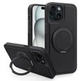 thumbnail image 1 of for iPhone 15 Case, Slim Fit Premium PU Leather [Compatible with MagSafe] [360° Rotatable Ring Kickstand] Shockproof Protective Cover for iPhone 15 Phone Case Magnetic, Black, 1 of 7