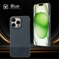thumbnail image 1 of for iPhone 15 Case, Slim Plain PU Leather Thin Hard PC Bumper Anti-Slip Scratch Resistant Shockproof Military Grade Protective Phone Cover Case Compatible for iPhone 15, Blue, 1 of 8