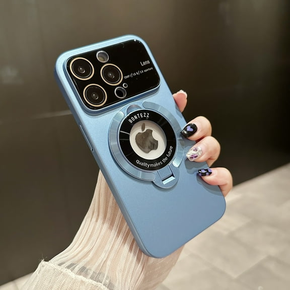 for iPhone 15 Case with Stand, Camera Lens Cover Compatible with MagSafe, Military-Grade Drop Protection Magnetic Phone Case for iPhone 15, Scratch-Resistant Back Cover,Blue