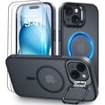 thumbnail image 1 of for iPhone 15 Case with Stand, Compatible with Magsafe, Magnetic Phone Case with Kickstand, Military Grade Drop Protection Slim iPhone 15 Case 6.1 inch, Black, 1 of 8