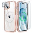 thumbnail image 1 of for iPhone 15 Case: Support Magnetic Charging Military Grade Drop Protection Anti Yellowing Cell Phone Cover - Rugged Sturdy Shockproof Protective Bumper - 6.1 Inch (Pink Clear), 1 of 13