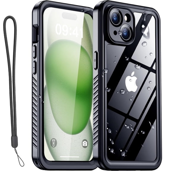 For iPhone 15 Case Waterproof Clear Built-in Screen Protector Snowproof,Dustproof,Shockproof,IP68 Certified [Real 360] Full Body Protection Fully Sealed Underwater for iPhone 15 6.1“