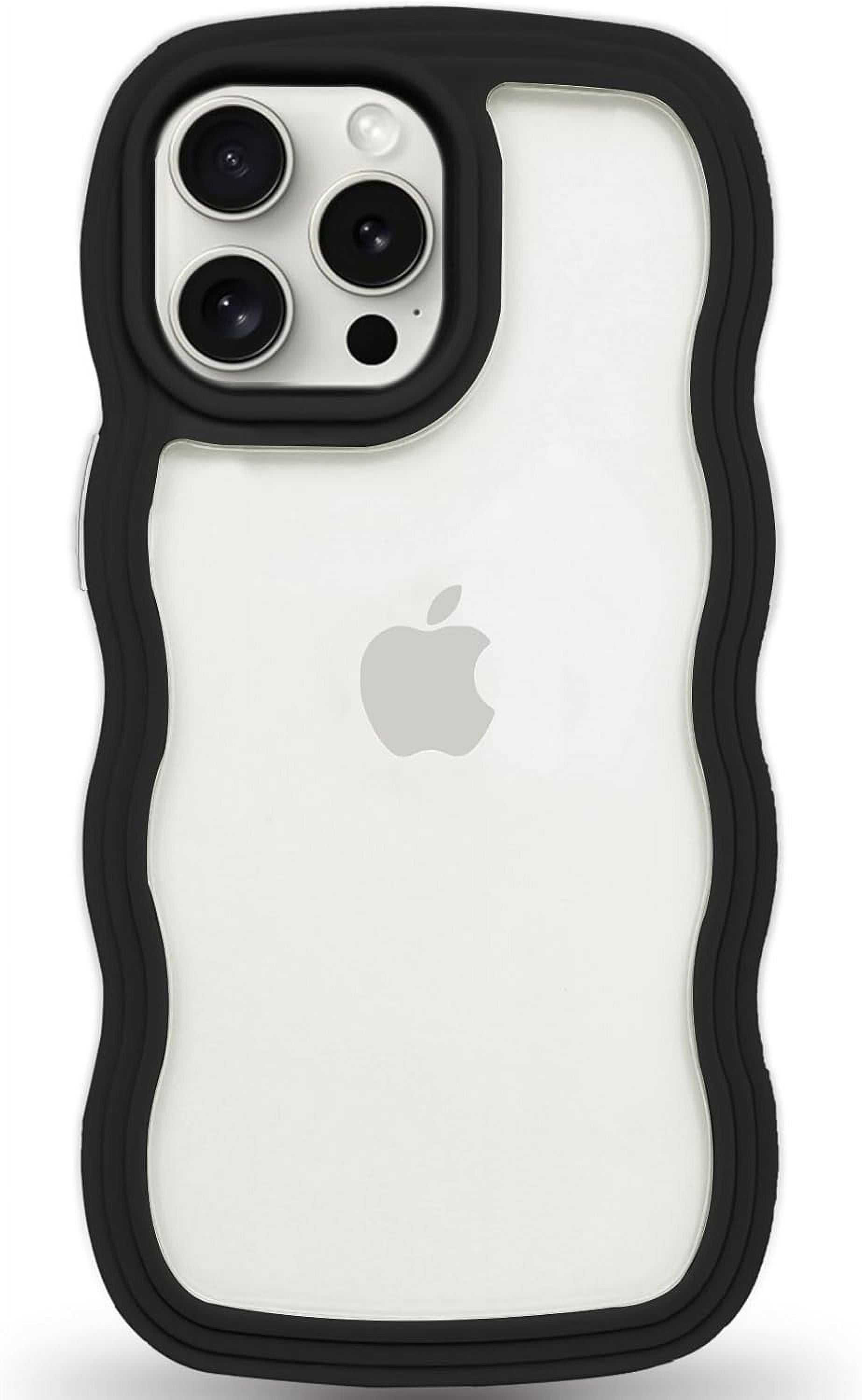 for iPhone 15 Case Wavy Edge Clear Back Design, Anti-Slip Grip