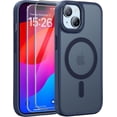 thumbnail image 1 of for iPhone 15 Case, iPhone 15 Phone Case with 2 Tempered-Glass Screen Protectors, [Compatible with Magsafe], [Military-Grade Protection], Slim Fit Phone Case for iPhone 15 Case, Matte Blue, 1 of 14