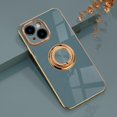 thumbnail image 1 of for iPhone 15 Case, iPhone 15 Phone Case with 360° Ring Stand Kickstand Slim Thin Fit Flexible TPU Golden Bumper Shockproof Non-Slip Women Men Protective Cover, 6.1"- Gray, 1 of 7