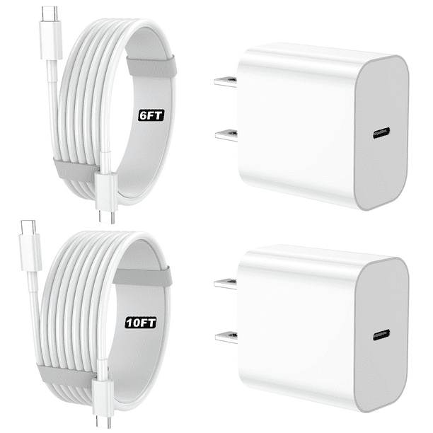 iPhone 15 Charger, 2 Pack 30W PD Fast Charger with 6&10ft USB C to C