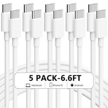 iPhone 15 Charger 5 Pack-6.6ft USB C Charger Cable USB C to USB C Cable Fast Charging Cord Compatible with iPhone15/Samsung/Tablt/iPad Air Mini Pro/MacBook(White)
