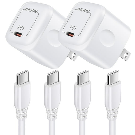 for iPhone 15 Charger,AILKIN 20W 2PACK USB C Charger Block Type C Charger Fast Charging with 2PACK Usb C Cable 6ft Android Phone Wall Charger Block Plug Adapter for iPhone 15 Charger Block Usb C