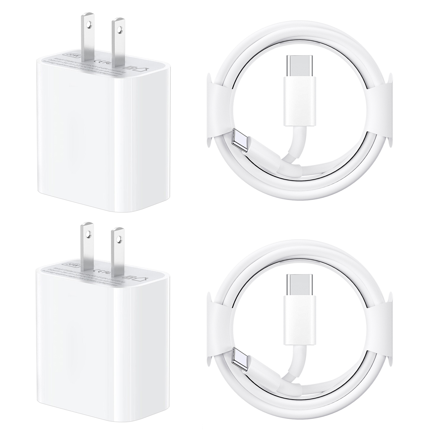 iPhone 15 Charger,Fast Charger for iPhone 15 - 30W PD USB C Wall Charger - 2-Pack 6.6FT Fasting Charging Compatible with iPhone 15/15 Plus/15 Pro/15 Pro Max/iPad Pro/Mini/Air/Air4/AirPods/Samsung - image 1 of 7
