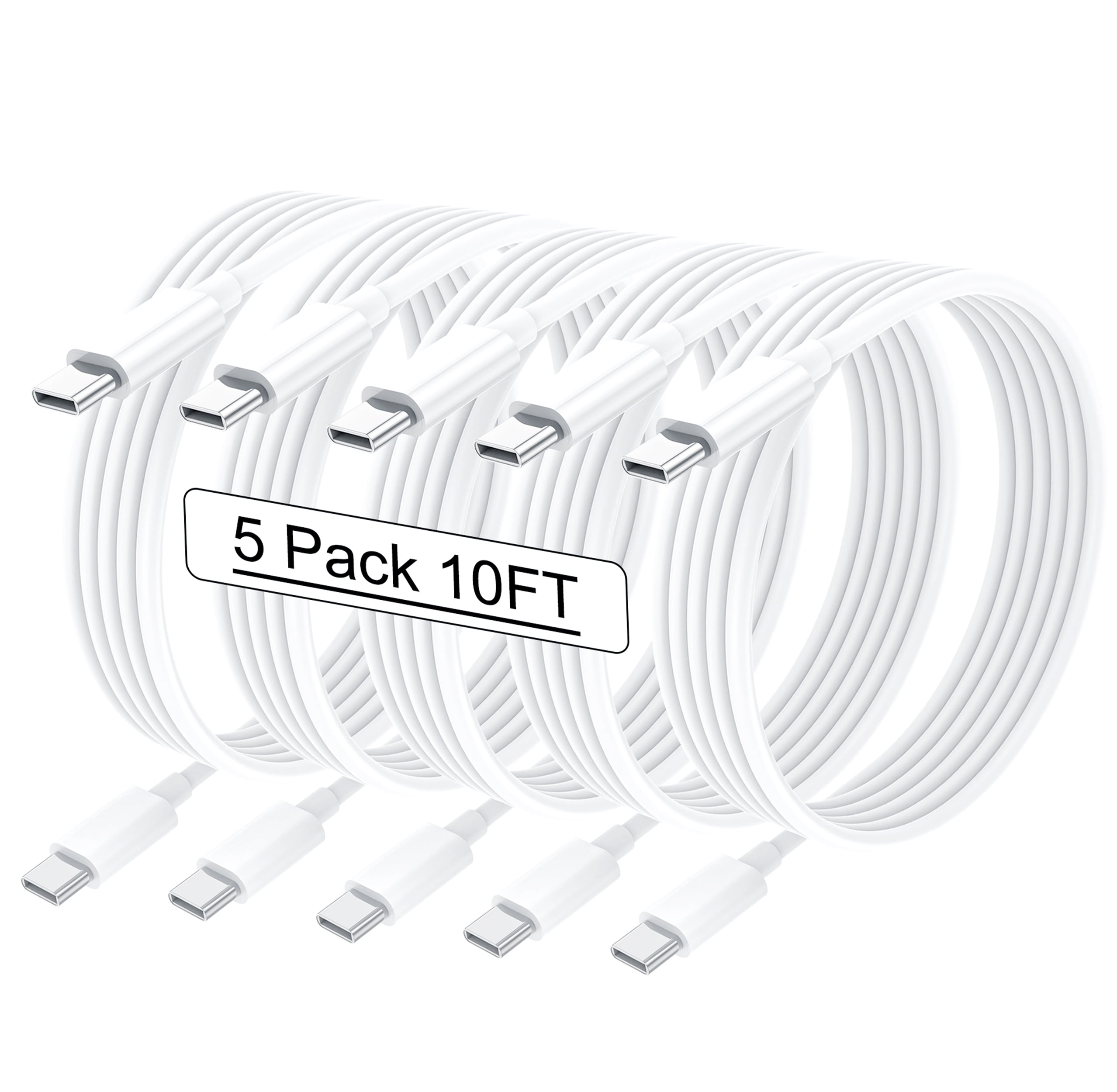 iPhone 15 Charger,Long 10ft 5-Pack USB C to USB C Fast Charging Cable,  PTQHDG 60W Charger Cord for iPhone 15/iPad/Samsung 