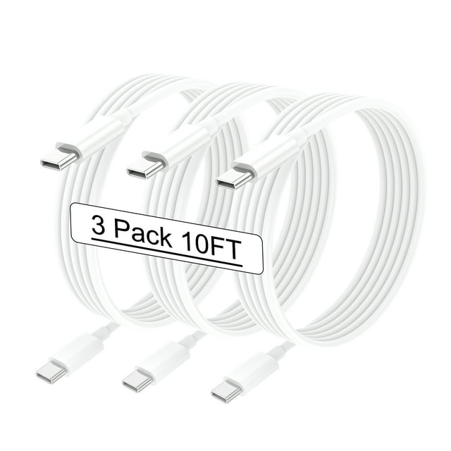 GREPHONE 10ft 60W USB C to USB C Charger Cord 3 Pack for iPhone 15