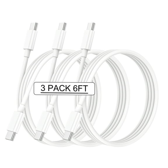 GREPHONE iPhone 15 Charger, Perfect Length White 6ft 3 Pack USB C to USB C Fast Charging Cable for iPhone 15/iPad/Samsung Galaxy