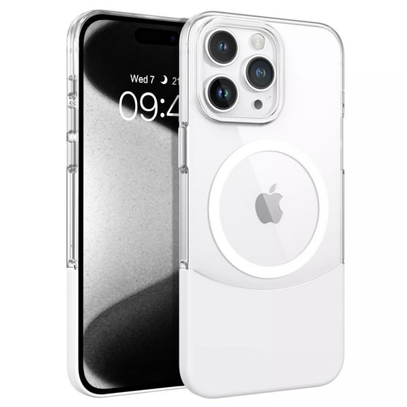 for iPhone 15 Clear Case, Compatible with Mag-Safe, Military-Grade Drop Protection, Slim Fit Magnetic Phone Case for iPhone 15, TPU Bumper Shockproof Protective Cover, White