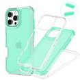 thumbnail image 1 of for iPhone 15 Clear Case, Heavy Duty Durable 3-Layers Transparent [Not-Yellowing][Military Grade Drop Protection] Shockproof Protective Cover for iPhone 15, Mint, 1 of 7