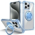 thumbnail image 1 of for iPhone 15 Clear Case with Rotation Metal Ring Holder Stand, Support Magnetic Car Phone Mount Soft TPU Bumper PC Hard Corners Shockproof Protective Phone Case for iPhone 15, Blue, 1 of 14