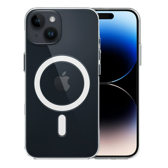 iPhone 15 Clear Magnetic Case Compatible with Magsafe, [Yellow Resistant] Hard Back Cover Soft Silicone, Slim Thin fit Shockproof Protective Phone Case for iPhone 15 6.1 Inch