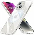 thumbnail image 1 of iPhone 15 Clear Magnetic Case Compatible with Magsafe, [Yellow Resistant] Hard Back Transparent Soft Silicone, Slim Thin fit Shockproof Magnetic Phone Case for iPhone 15 6.1 Inch, White, 1 of 2